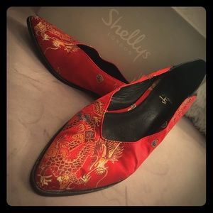 Shelly’s London Red Satin Dragon Embroider Ballet